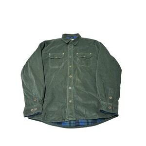 Gioberti Green Corduroy Plaid‎ Lined Snap Front Shirt Jacket Men Size L